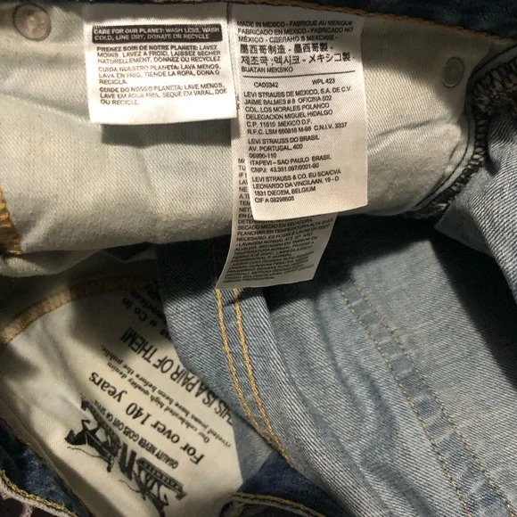 Levi’s 514 Mens Distressed Denim Light Blue Jeans Sz 40 X 32 Straight Leg